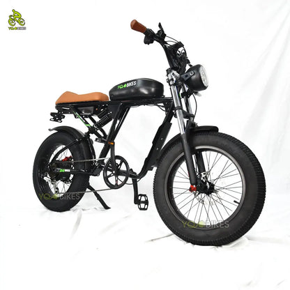 YQEBIKES Black Super Chopper Electric Bike 73 RX 48V 1000W Electric Bicycle Mountain Road EBike with Dedicated Storage Basket