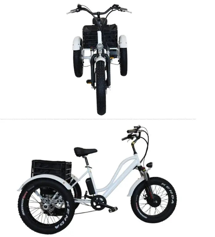 ST 26 Inch 500W48V Electric Tricycle Three Wheel E Bike  Fat Tire Elektro Bicycle Cargo Delivery Ebike 6 Speed