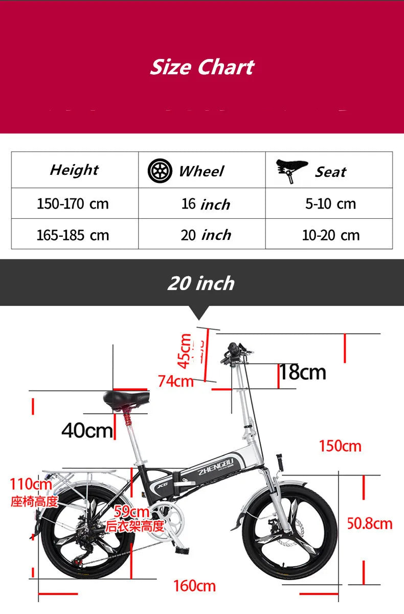 Electric Bike 16 20 inch 48V 400W Lithium Battery Mountain Electric Bike 7 Speed Electric Bicycle downhill Foldable ebike