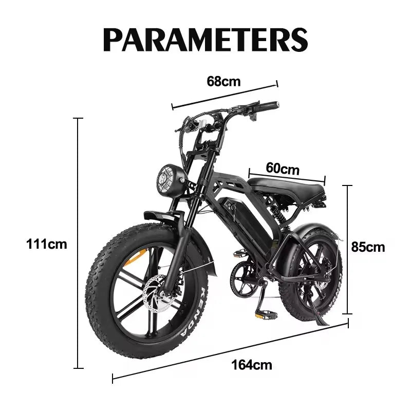 V20 Pro Electric Bike 500W Motor, 20'' Fat Tire Ebikes 48V 15AH, 7-Speed Double Suspension & Hydraulic Brakes Electric Bicycle