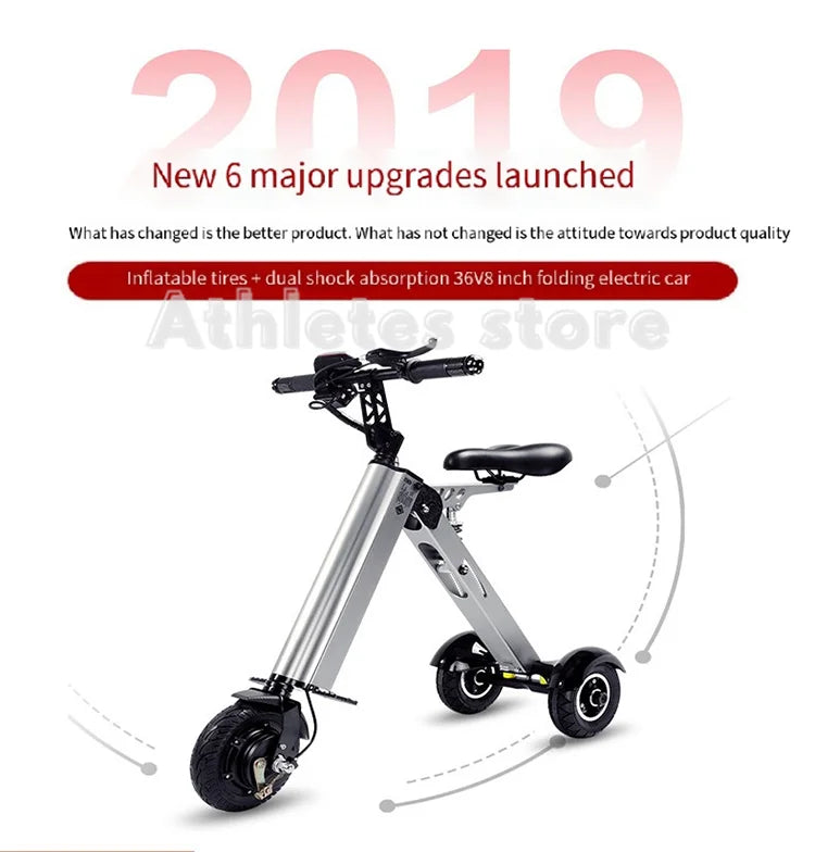 Electric Bicycle Simple Shape Mini E-Bike Three-Wheel Folding For Adult SINGLE Intelligent Bike 24V 300w Aluminum Alloy