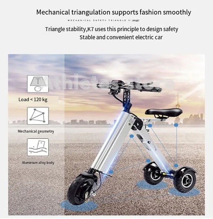 Electric Bicycle Simple Shape Mini E-Bike Three-Wheel Folding For Adult SINGLE Intelligent Bike 24V 300w Aluminum Alloy