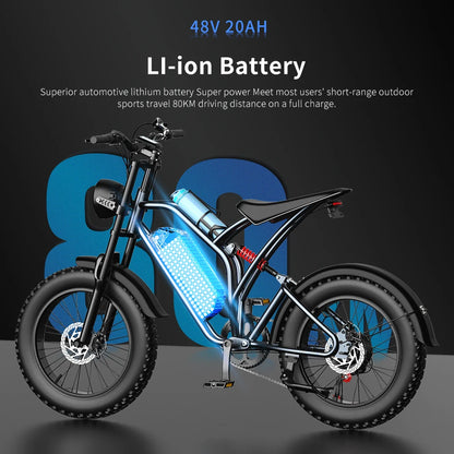 DEEPOWER T1 Electric Bicycle 1000W 48V 20AH electric dirt bike Adult Electric Mountain Electric Bike fatbike electric bike Ebike