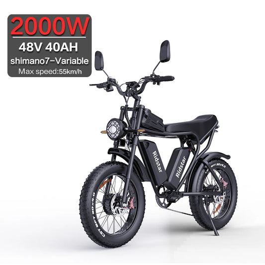 Ebike Ridstar Adults Electric Ebike 2000W Dual Motor 40AH Battery Speed 60KM/H Fat Tire Electric Bike Mountain Electric Bicycle