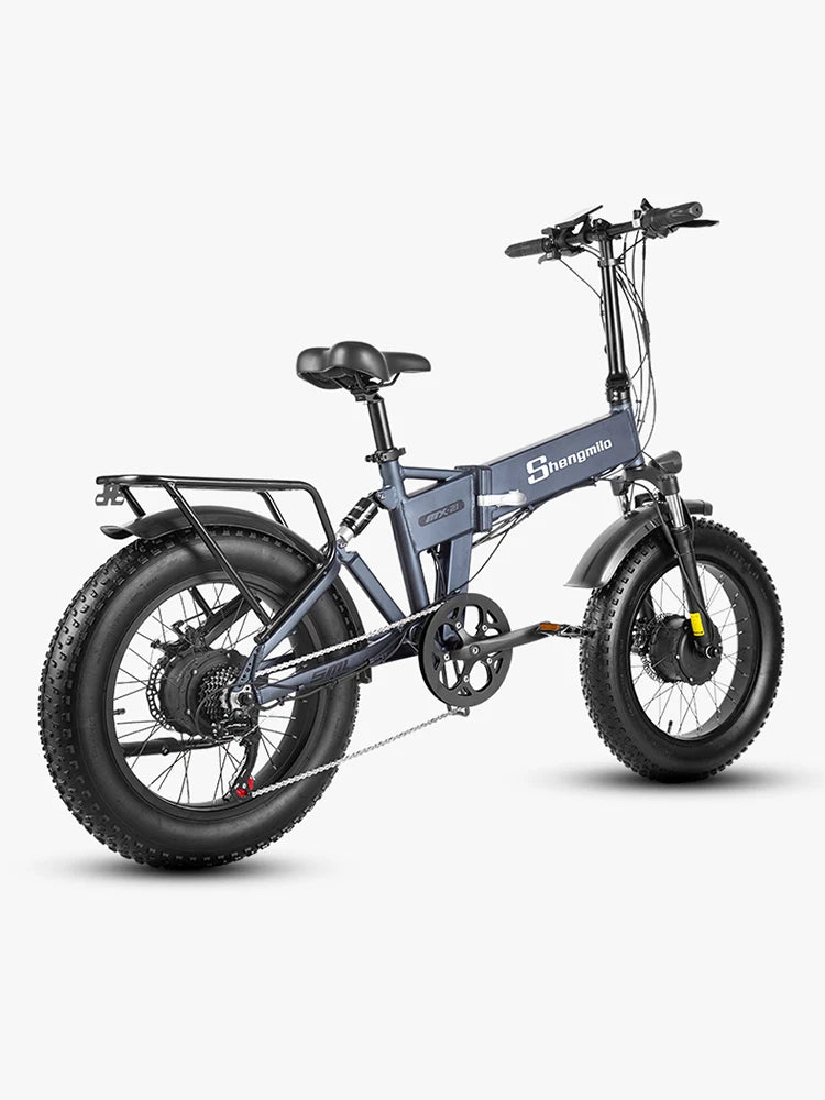 Shengmilo MX21 Electric Bicycles Dual Motor 2000W 48V21AH 26*4inch Fat Tire Mountain Ebike Folding Full Suspension Electric Bike