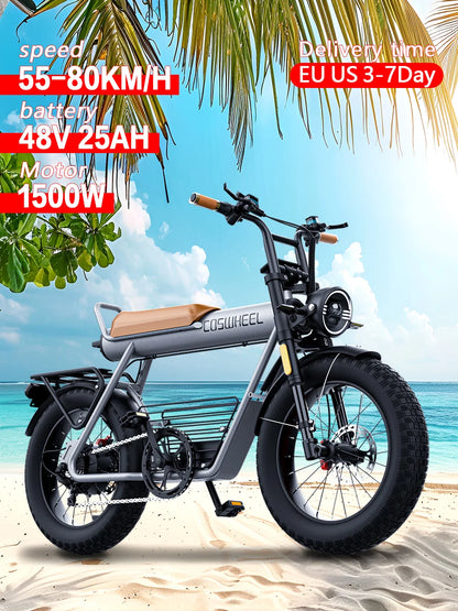 20 Inch Coswheel CT20  Adult Electric Bike 1500W Motor Bicycle 48V 25AH  Tire Ebike Electric E Bikes Mountain Moped For Men