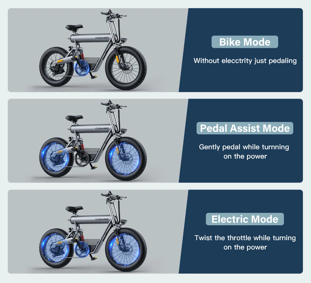 Coswheel T20 20inch Electric Bike Equipped With 1500W 48V Lithium Battery Off-road Mountain Electric Bike Adults ebike