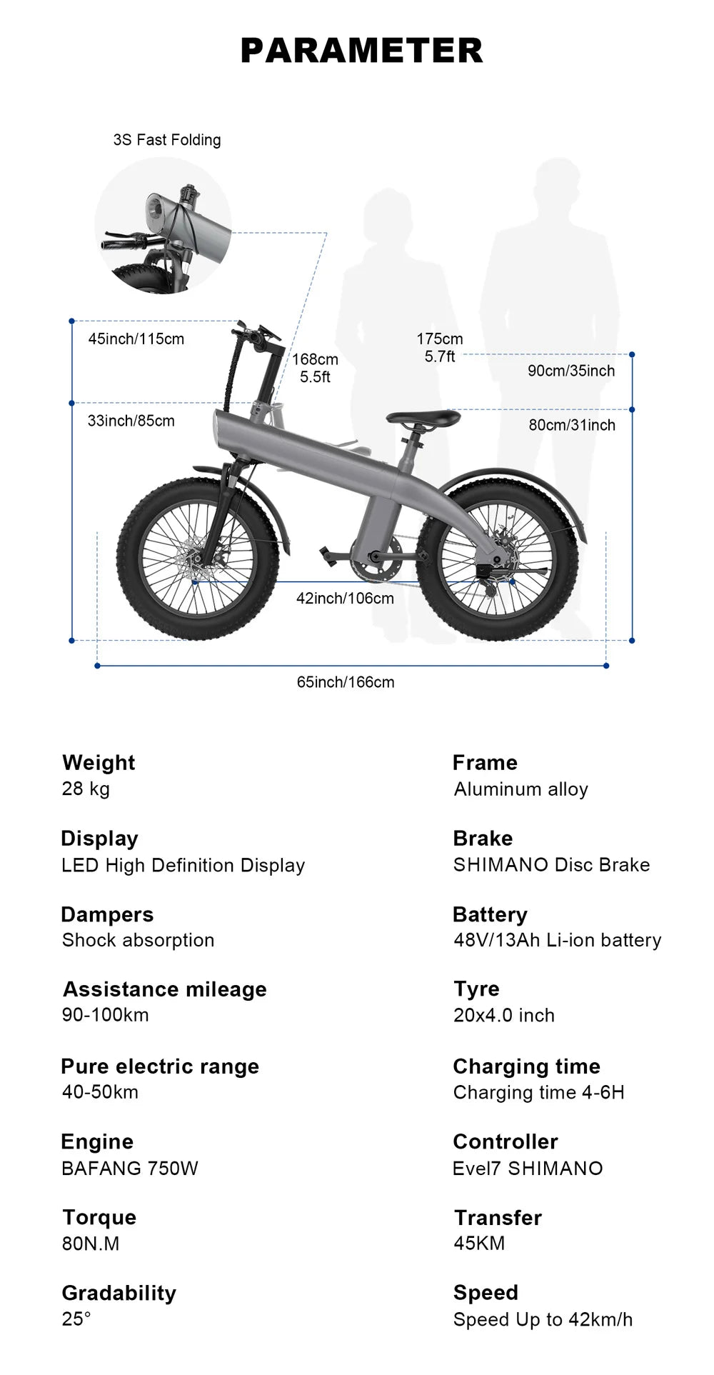 HX Q3 Adult Ebike Electric Bike Folding 750w 48V 13AH 20 inch Fat Tire Electric Bicycle Mountain Cycling Bike