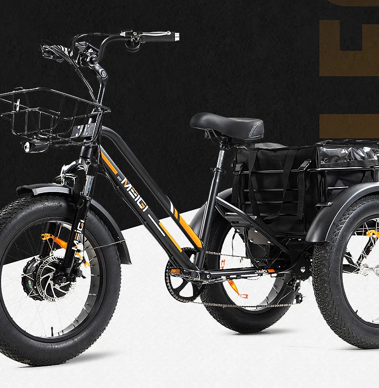 500w Electric Fat Tire Trike 20" Inch Cargo Delivery Triciclo Electrico 3 Wheel Electric Bike for Disabled