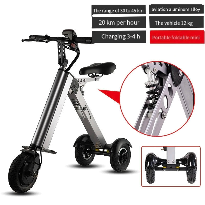 Electric Bicycle Simple Shape Mini E-Bike Three-Wheel Folding For Adult SINGLE Intelligent Bike 24V 300w Aluminum Alloy