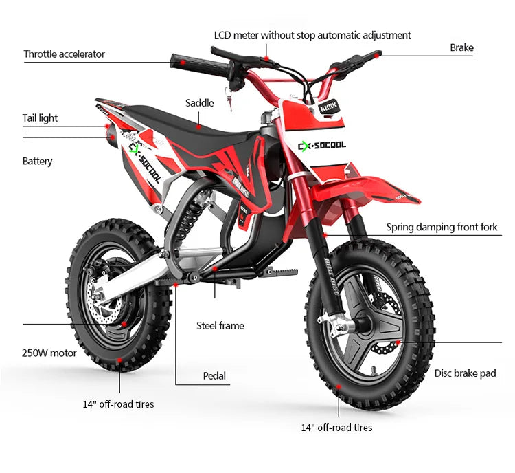 Children Sports BMX Racing Scooter Motorbike Motor Mountain E-dirt Electric Ebike Offroad Kids' E Bike Motorcycle for Kids