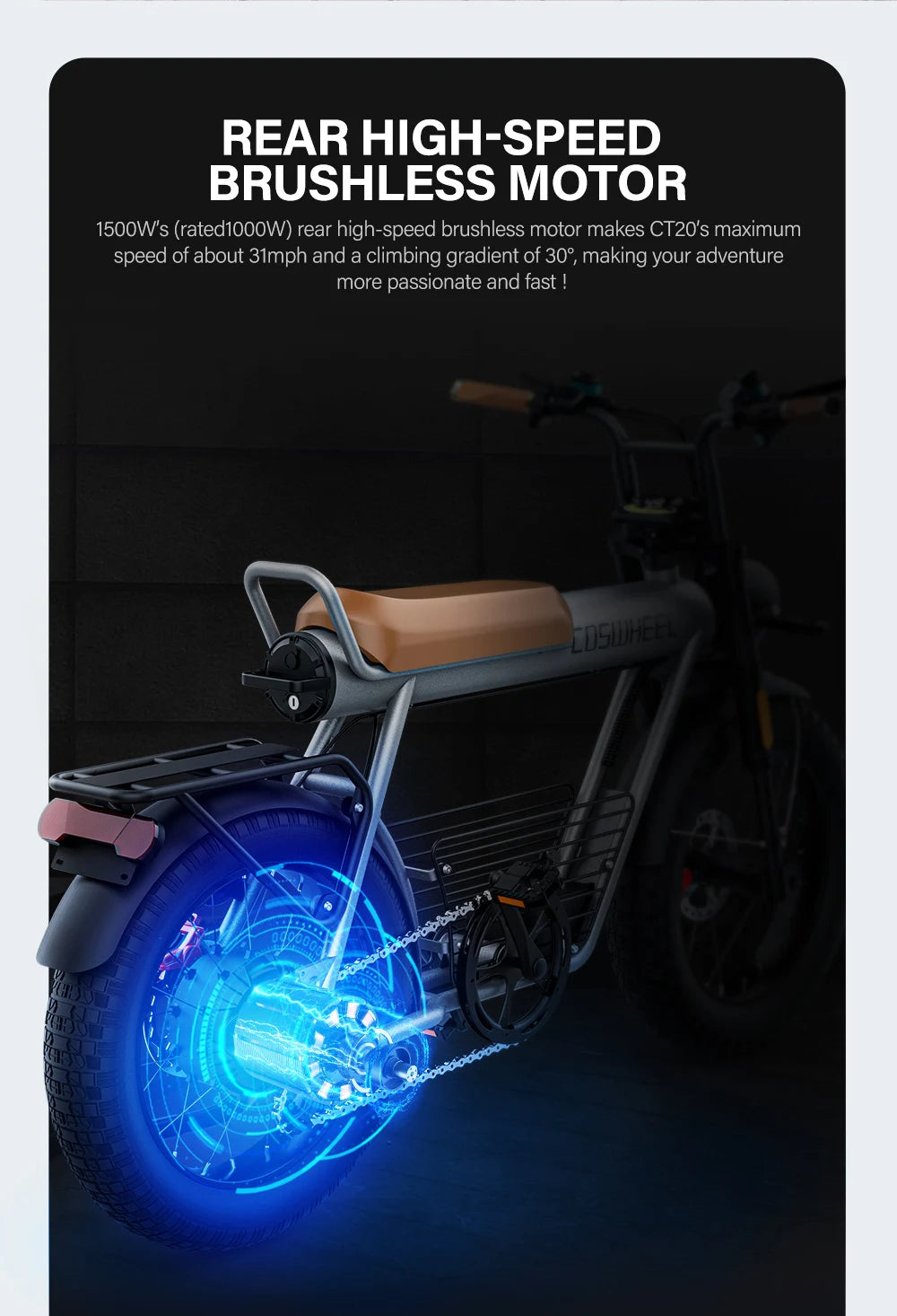 20 Inch Coswheel CT20  Adult Electric Bike 1500W Motor Bicycle 48V 25AH  Tire Ebike Electric E Bikes Mountain Moped For Men