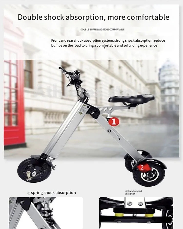 Electric Bicycle Simple Shape Mini E-Bike Three-Wheel Folding For Adult SINGLE Intelligent Bike 24V 300w Aluminum Alloy