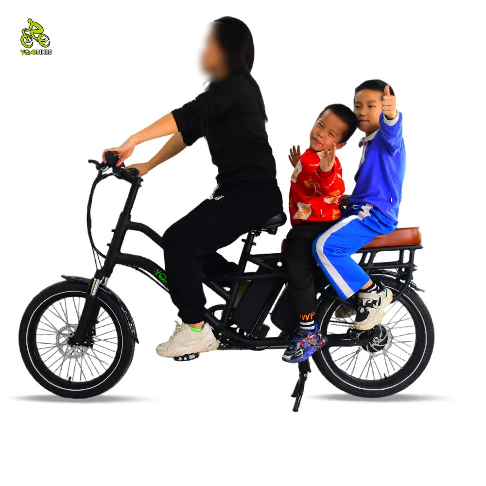 New Arrived Three Seat Parent-child ebike Super Long Range 350W30Ah Two Battery Delivery Cargo Electric Bicycle with Long Seat