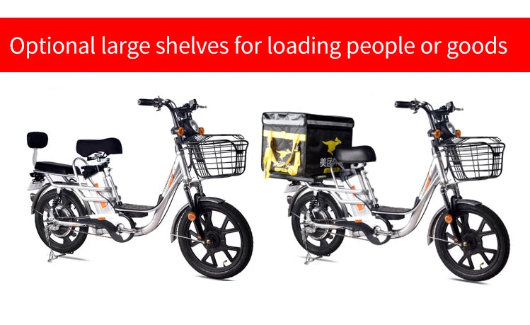 OEM 18 Inch Aluminum Alloy Electric Bike Basket E-Bike Cargo электровелосипед 350W 48V 20A Lithium Battery Electric Bicycle