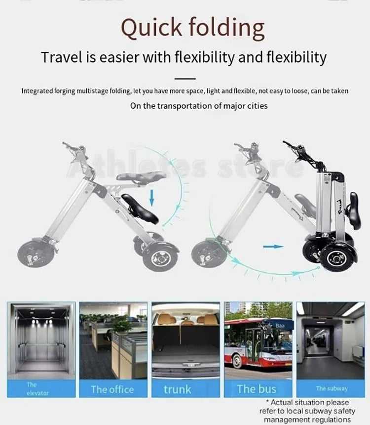 Electric Bicycle Simple Shape Mini E-Bike Three-Wheel Folding For Adult SINGLE Intelligent Bike 24V 300w Aluminum Alloy