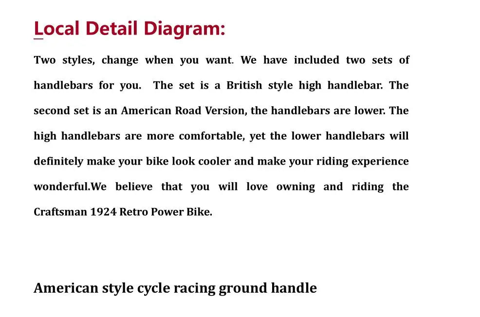 1924 Craftsman 26inch Vintage Electric Bicycle Retro Booster Power-Assisted Electric Bike Bicycle Accessories