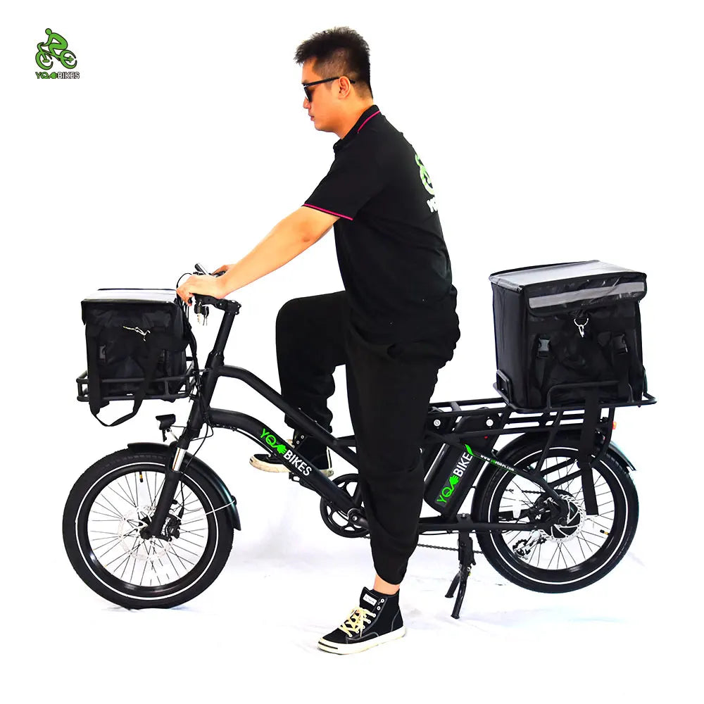 New Arrived Three Seat Parent-child ebike Super Long Range 350W30Ah Two Battery Delivery Cargo Electric Bicycle with Long Seat