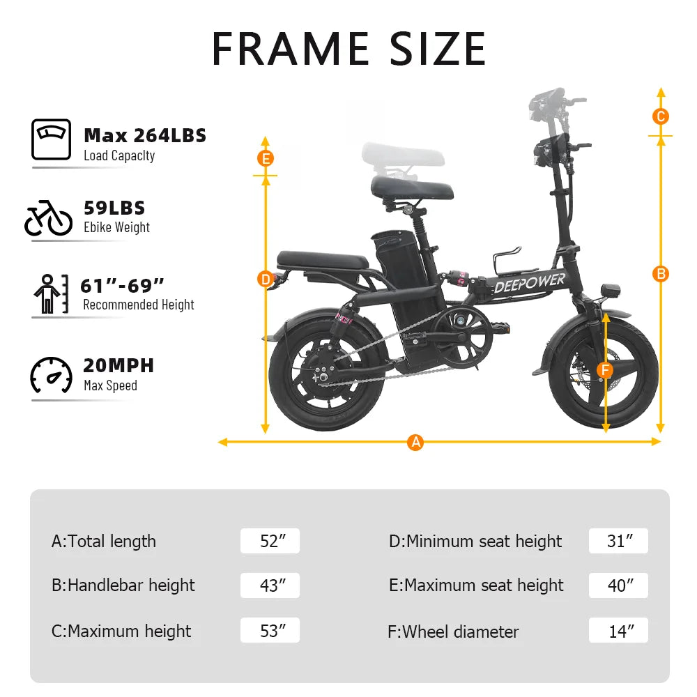 ZPW Ebike K300 400W 48V 30AH Adult Fat Tire electric bike Folding  Electric Bicycle City Commuter Electric Bike Urban Ebike