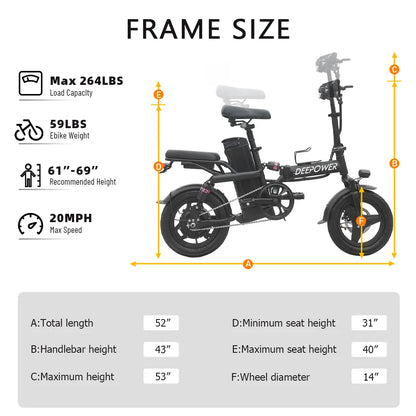 ZPW Ebike K300 400W 48V 30AH Adult Fat Tire electric bike Folding  Electric Bicycle City Commuter Electric Bike Urban Ebike