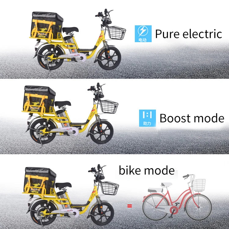 OEM 18 Inch Aluminum Alloy Electric Bike Basket E-Bike Cargo электровелосипед 350W 48V 20A Lithium Battery Electric Bicycle