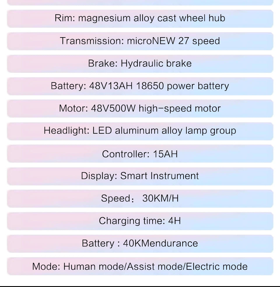 29 inch electric bike 500W brushless motor ebike 48V13ah lithium battery Power bike, aluminum alloy MTB