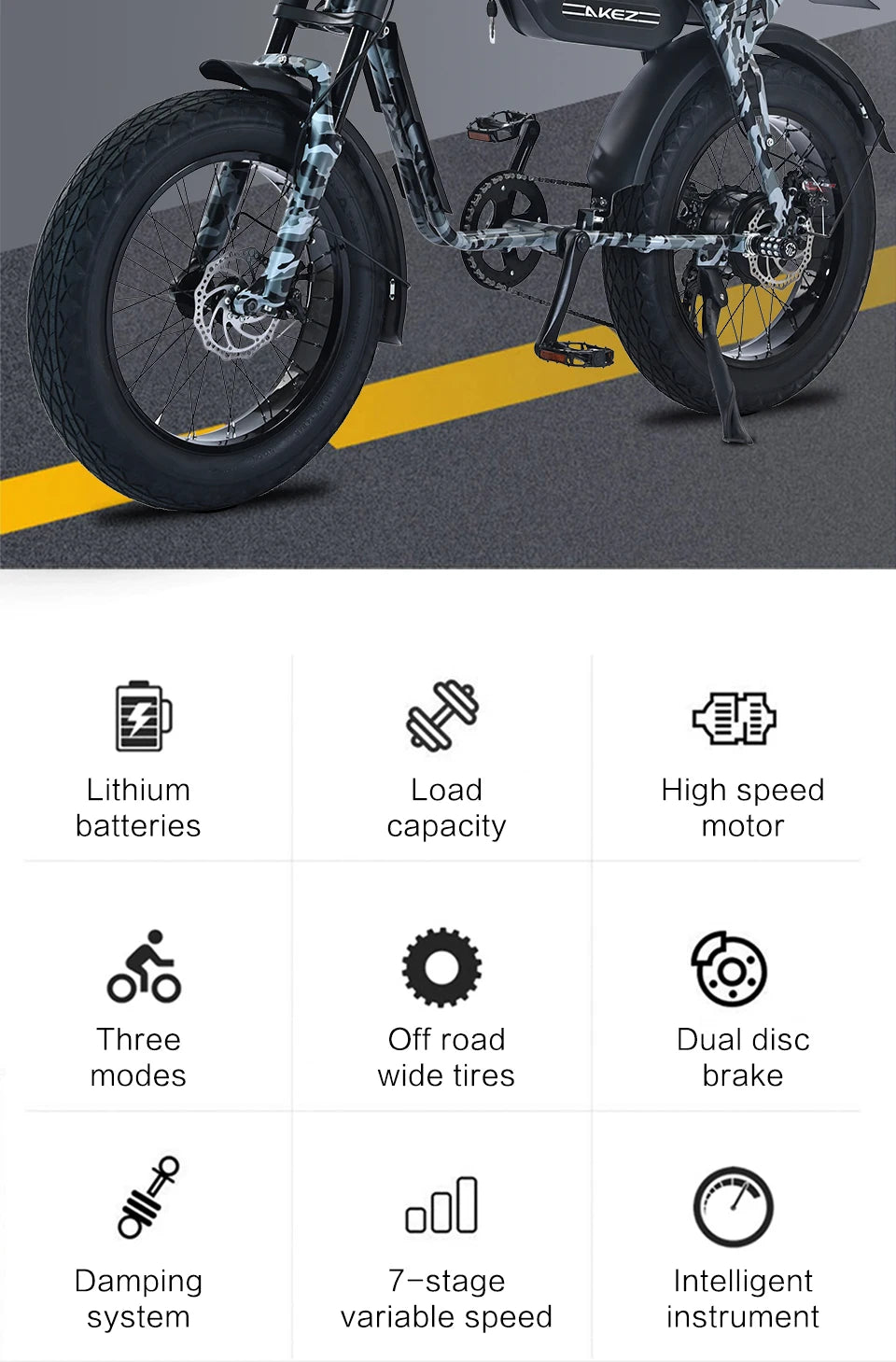 20Inch Electric Bike for Mens and Women 750W Motor 4.0 Fat Tire 48V 13AH Removable Battery Beach Snow  Ebicycle Long Range Ebike