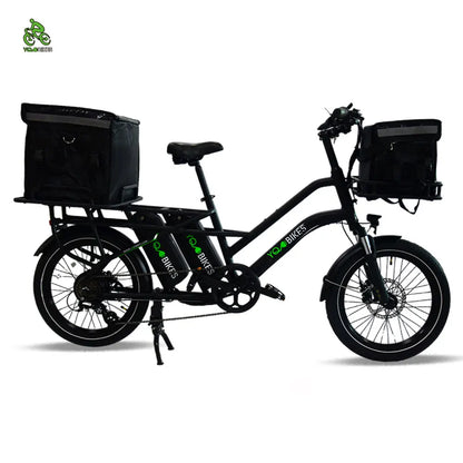 New Arrived Three Seat Parent-child ebike Super Long Range 350W30Ah Two Battery Delivery Cargo Electric Bicycle with Long Seat