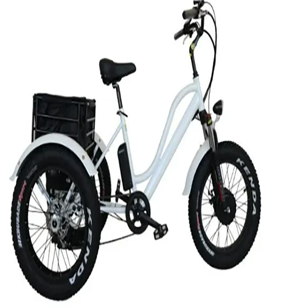 ST 26 Inch 500W48V Electric Tricycle Three Wheel E Bike  Fat Tire Elektro Bicycle Cargo Delivery Ebike 6 Speed