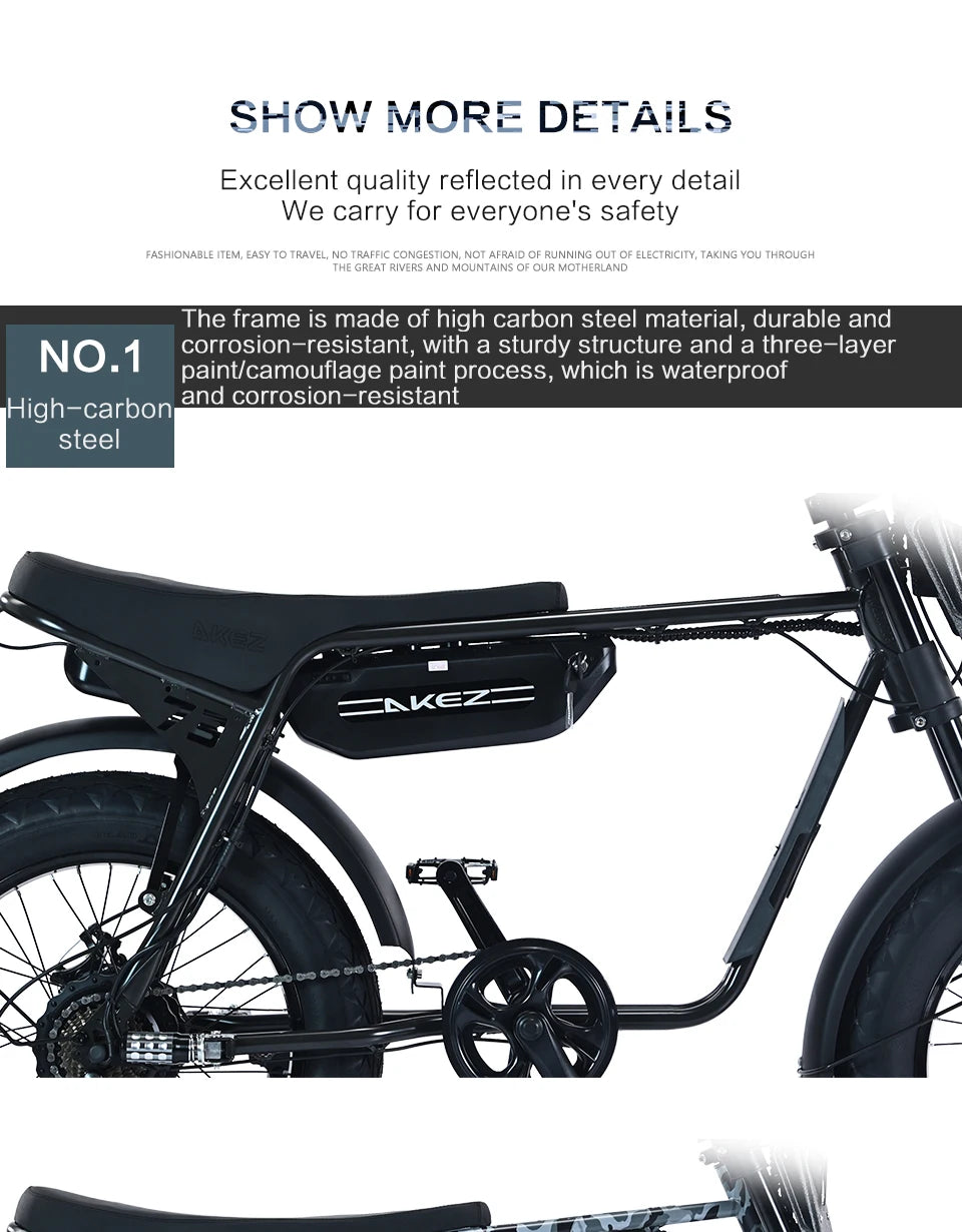 20Inch Electric Bike for Mens and Women 750W Motor 4.0 Fat Tire 48V 13AH Removable Battery Beach Snow  Ebicycle Long Range Ebike