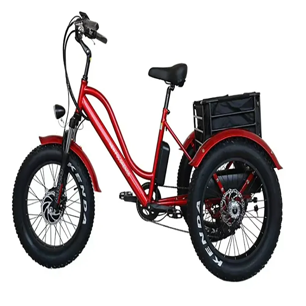 ST 26 Inch 500W48V Electric Tricycle Three Wheel E Bike  Fat Tire Elektro Bicycle Cargo Delivery Ebike 6 Speed