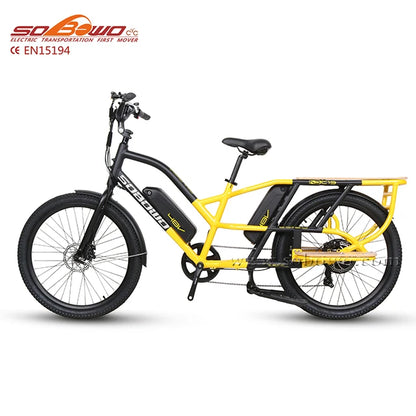 Promotion food delivery electric cargo bike long tail 48v fat tire electric cargo bicycle 500w family long tail cargo ebike