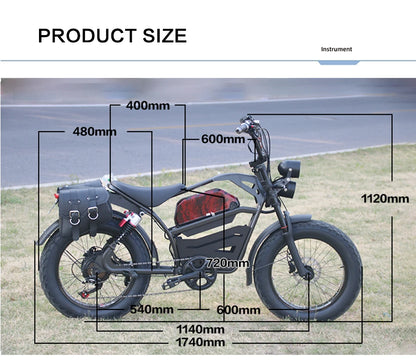 Motorcycle Style Electric Bicycle 20*4.0Inch Fat Tire Mountain Off-Road E-bike 1500W 48V 18AH Hydraulic disc brake Electric Bike