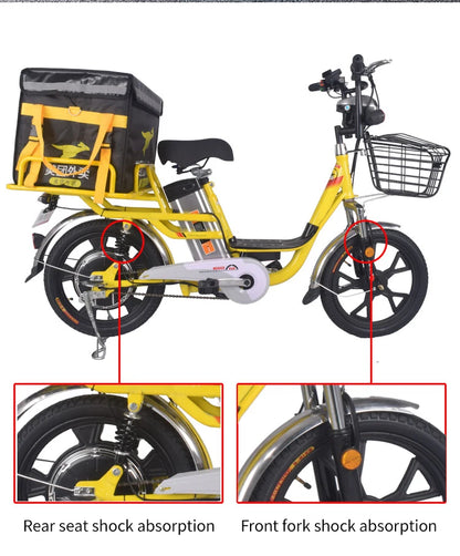 OEM 18 Inch Aluminum Alloy Electric Bike Basket E-Bike Cargo электровелосипед 350W 48V 20A Lithium Battery Electric Bicycle