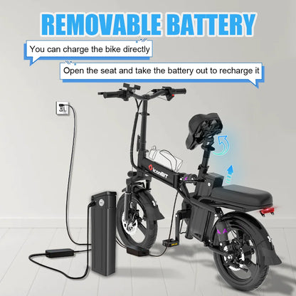 ZPW Ebike K300 400W 48V 30AH Adult Fat Tire electric bike Folding  Electric Bicycle City Commuter Electric Bike Urban Ebike