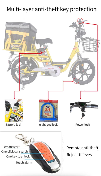 OEM 18 Inch Aluminum Alloy Electric Bike Basket E-Bike Cargo электровелосипед 350W 48V 20A Lithium Battery Electric Bicycle