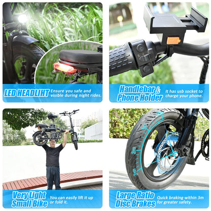 ZPW Ebike K300 400W 48V 30AH Adult Fat Tire electric bike Folding  Electric Bicycle City Commuter Electric Bike Urban Ebike